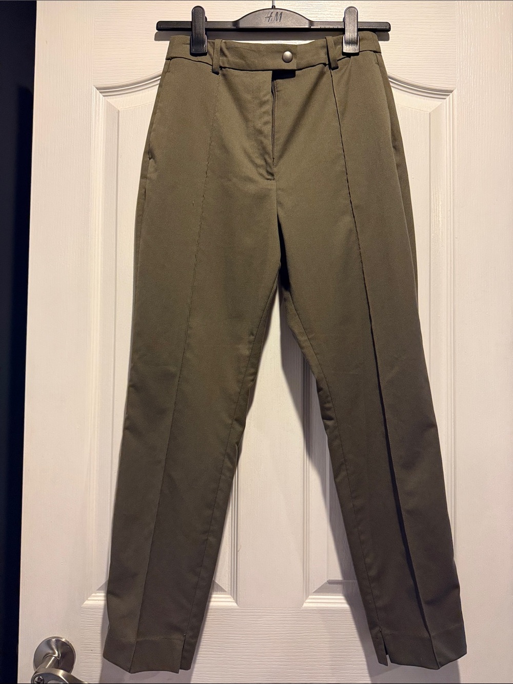 H&M Olive Green Tailored High-Rise Trousers